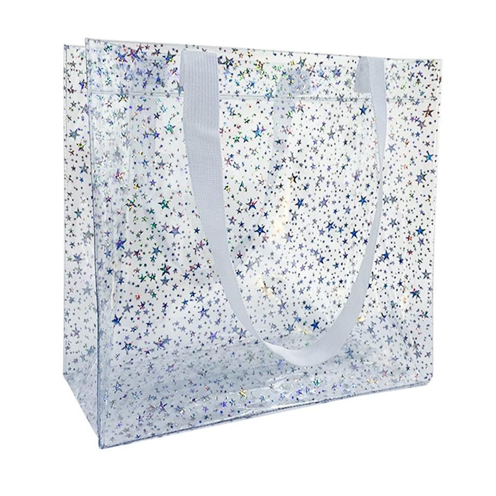 Toteprint 1Pcs Star Embossed Clear Tote Bag - Waterproof ;)